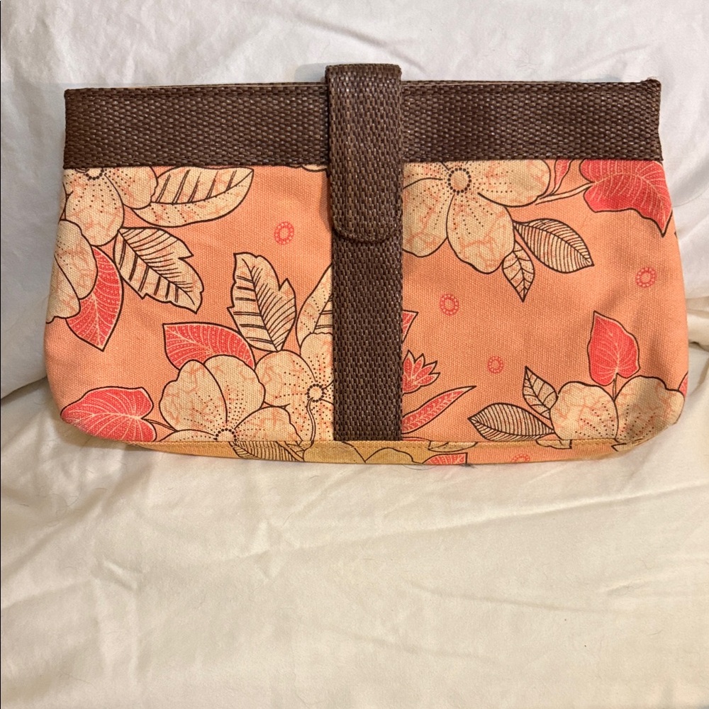 Elegant Floral Brown and Tan Cloth Victoria Secret Clutch